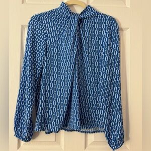 Blue Geometric Print Women's Top